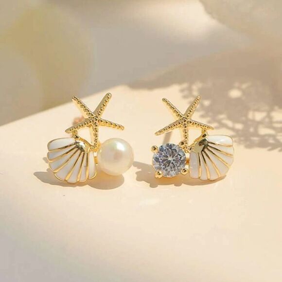 Jewelry - 3for$20 NEW 2pcs Rhinestone & Starfish Decor Earrings
